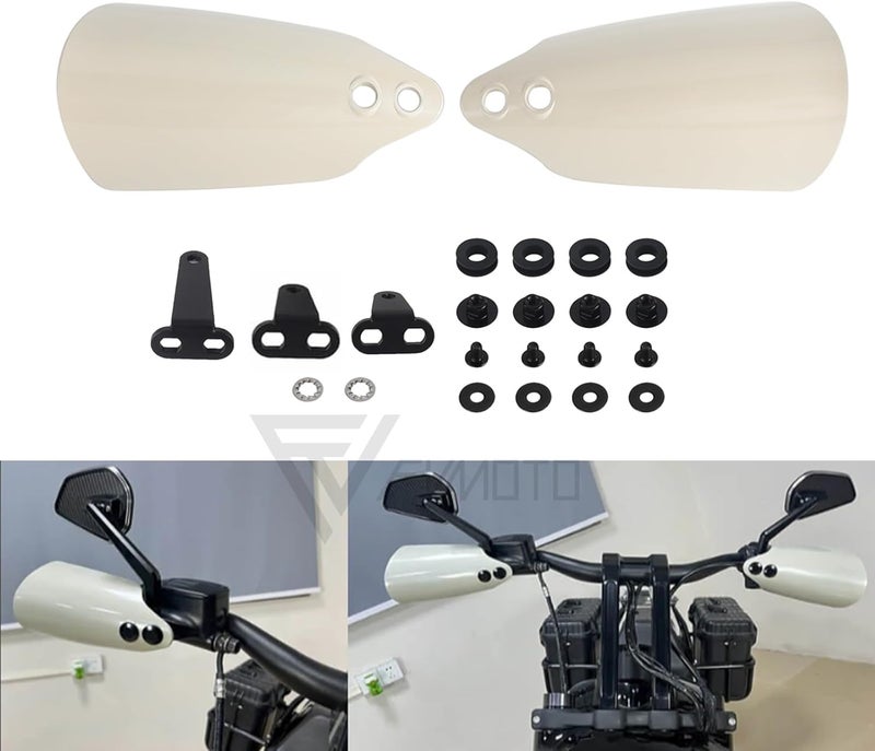 FVMOTO Club Style Handlebar Handguards Upgrade Bracket Compatible with Harley Touring Road Glide Electra Glide Road King CVO/SE, Softail Street Bob FXBB 114 FXBBS Low Rider ST 117 FXLRST 2009+ White - Image 1